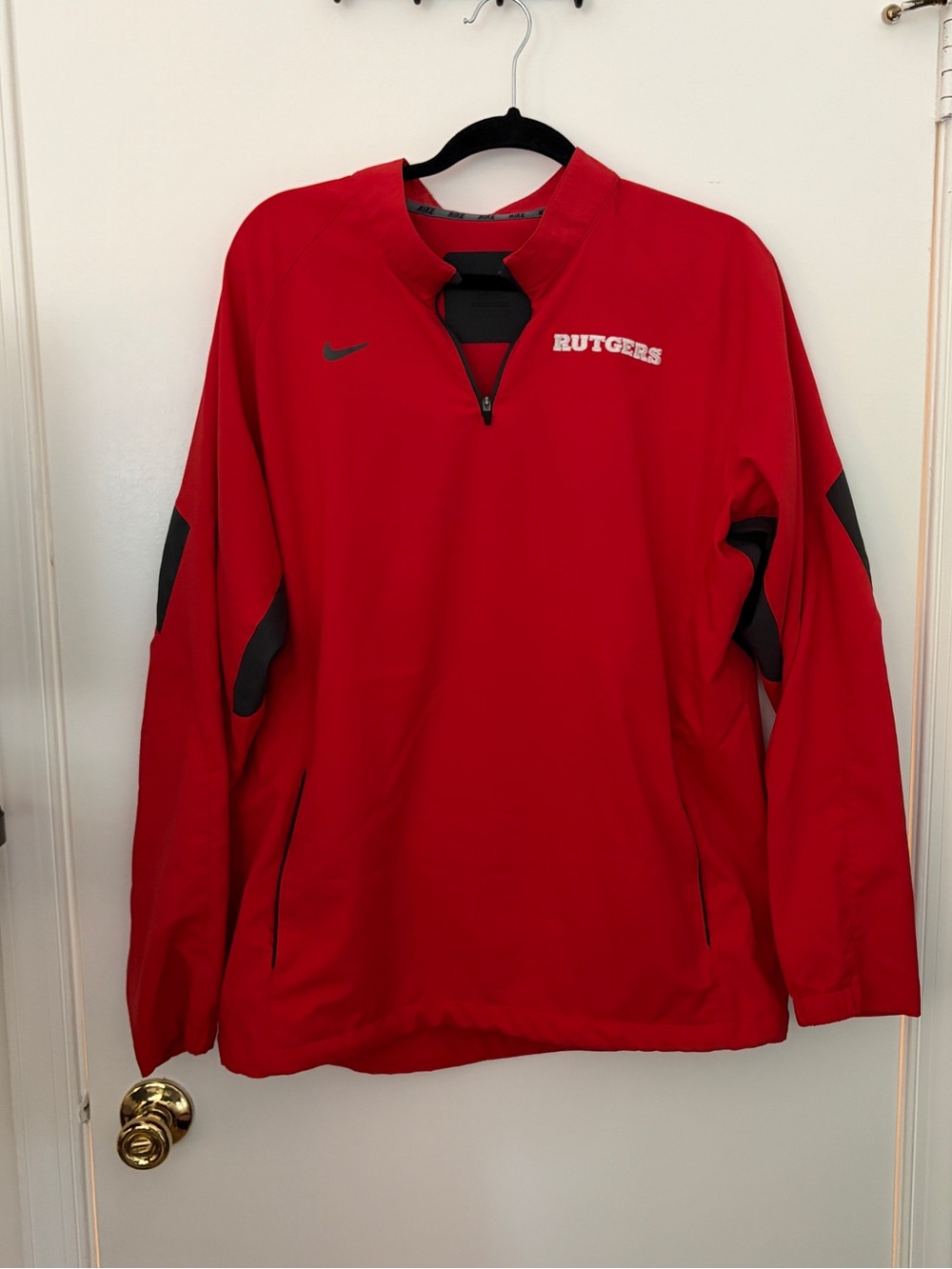 Nike x Rutgers Athletics - Men's Red Rutgers Quarter-Zip Pullover Jacket